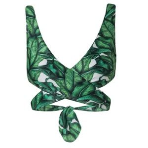 NEW Verdelimon Bikini Top criss cross adjustable back Colombia foliage leaves S